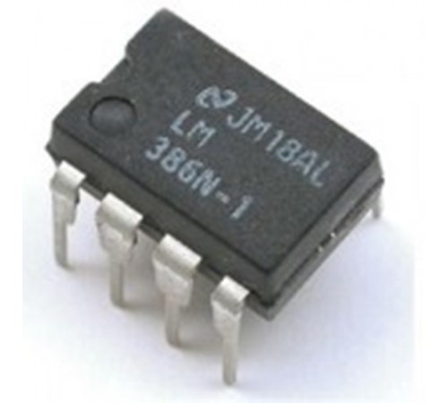 LM386N-1, Низковольтный аудиоусилитель, 4В…12В, 4мА, 325мВт, 8 Ом,  [DIP-8]