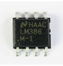 LM386M-1, Низковольтный аудиоусилитель, 4В…12В, 4мА, 325мВт, 8 Ом,  [SOP-8]