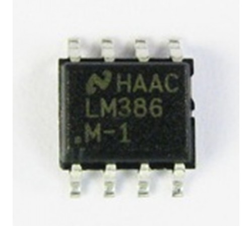 LM386M-1, Низковольтный аудиоусилитель, 4В…12В, 4мА, 325мВт, 8 Ом,  [SOP-8]