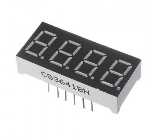 Светодиодный индикатор 30x14 мм, красный, 4 разряда, общий анод (3641BH)