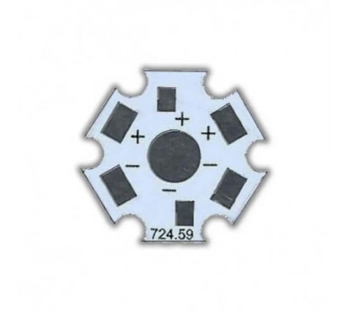 Алюминиевая подложка-теплоотвод для 1 светодиода Star 1-3W, d=19 мм, луженая