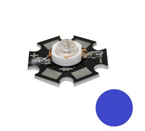 Светодиод 1W синий на радиаторе Emitter 20mm