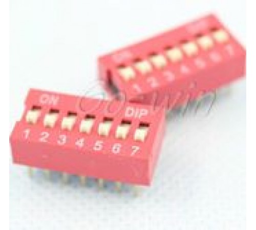 SWD1-7 DIP переключатель, 7 групп, шаг выводов 2.54мм