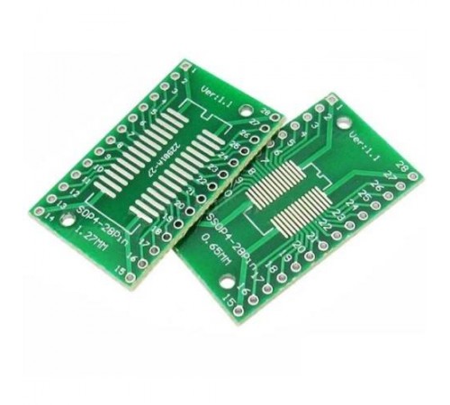 Плата-переходник SOIC-28 и SSOP-28 в DIP (двухсторонняя)