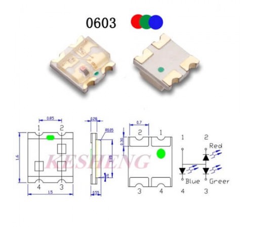 Светодиод 0603 (1615) RGB общий анод Светодиод 0603 (1615) RGB общий анод