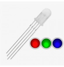 Светодиод 5мм RGB 4 вывода, общий катод, матовая линза
