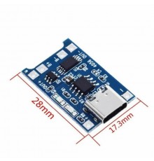 Модуль ЗУ для Li-ion АКБ (до 1А) USB-С TP4056 + защита