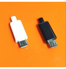 Вилка на кабель Micro USB 4 контакта белая