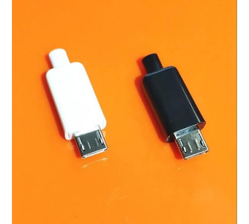 Вилка на кабель Micro USB 4 контакта белая