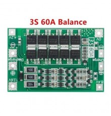 Плата BMS Li-ion 3S/12.6В/60А (защита + балансир) (hw-544)