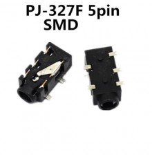PJ-327F, Розетка аудио Jack 3.5 5 контактов стерео на плату