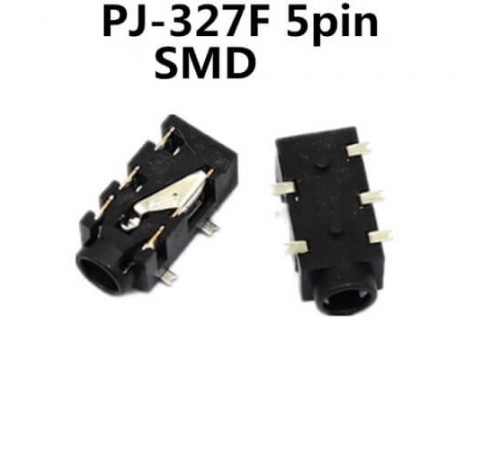 PJ-327F, Розетка аудио Jack 3.5 5 контактов стерео на плату