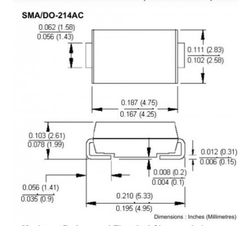 SMAJ6.0CA, супрессор 6В включение 10.3В ограничение