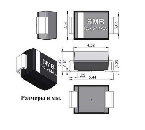 SMBJ58A, супрессор 58В включение 93.6В ограничение