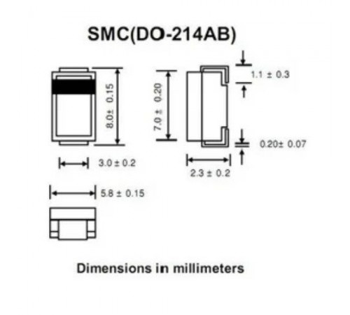 SMCJ188A, супрессор 231В включение 328В ограничение 4.6А